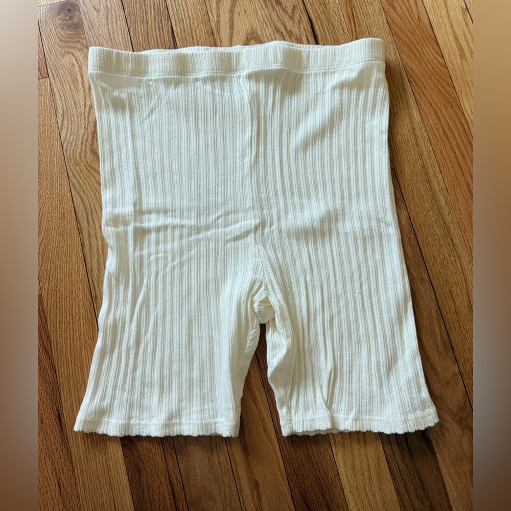 Rudy Jude Cream Pointelle High-Waist Biker Shorts